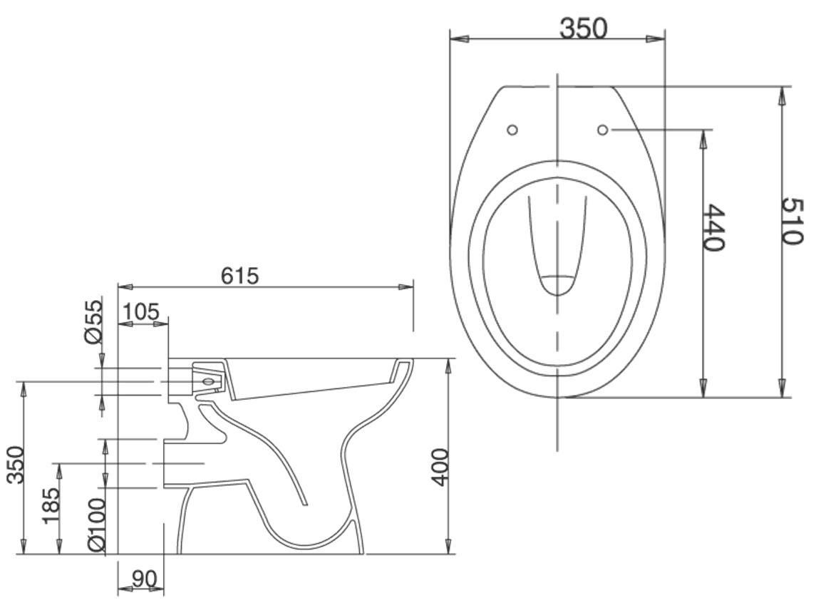 Ceramica Dolomite Serie Tenax.Vaso Wc Tenax Bianco Scarico A Parete Con Sedile Vima Clima